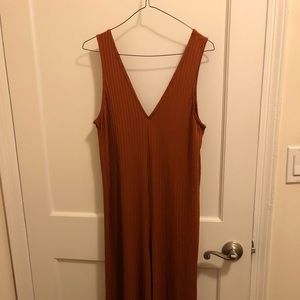 Zara burnt orange ribbed jump suit